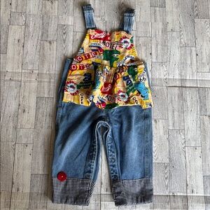 Boutique Girls 2T Jean Overalls Route 66 Arizona Custom Denim bibs Pumpkin patch